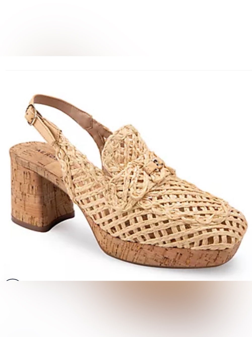 Aerosoles Woven Slingback Heeled Sandal “Santiago Raffia” in Natural - Picture 2 of 13